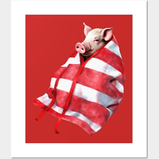 Funny Festive Pigs in Blankets Christmas Pun Posters and Art